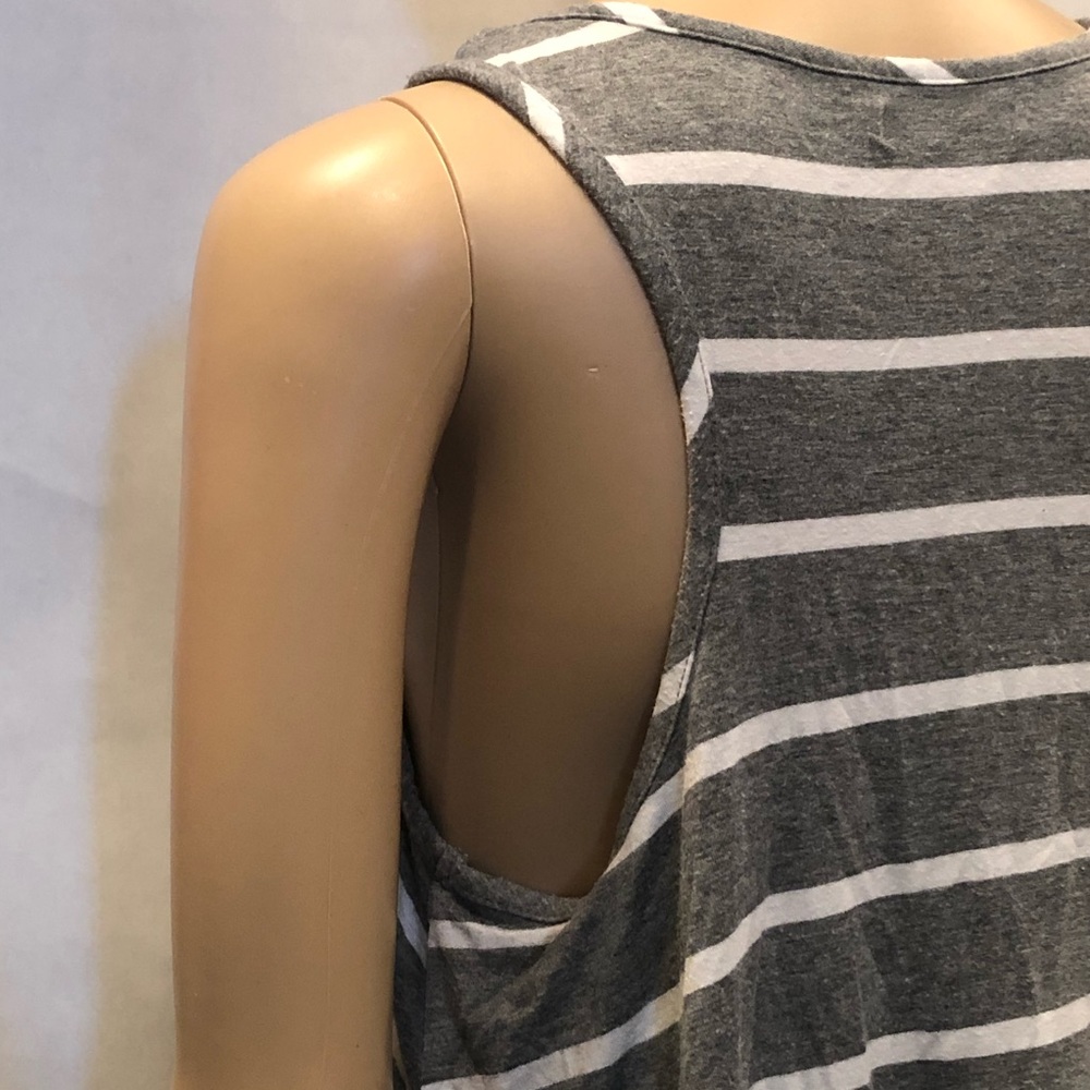 Maurices gray & white striped asymmetrical tank - Picture 4 of 5
